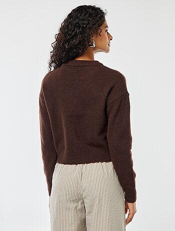 Pull crop top en maille douce