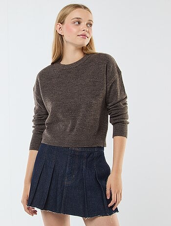 Pull crop top en maille douce