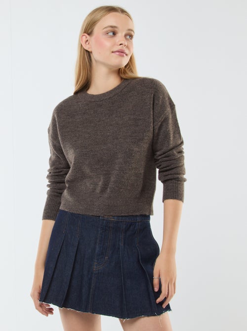 Pull crop top en maille douce - Kiabi