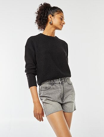 Pull crop top en maille douce