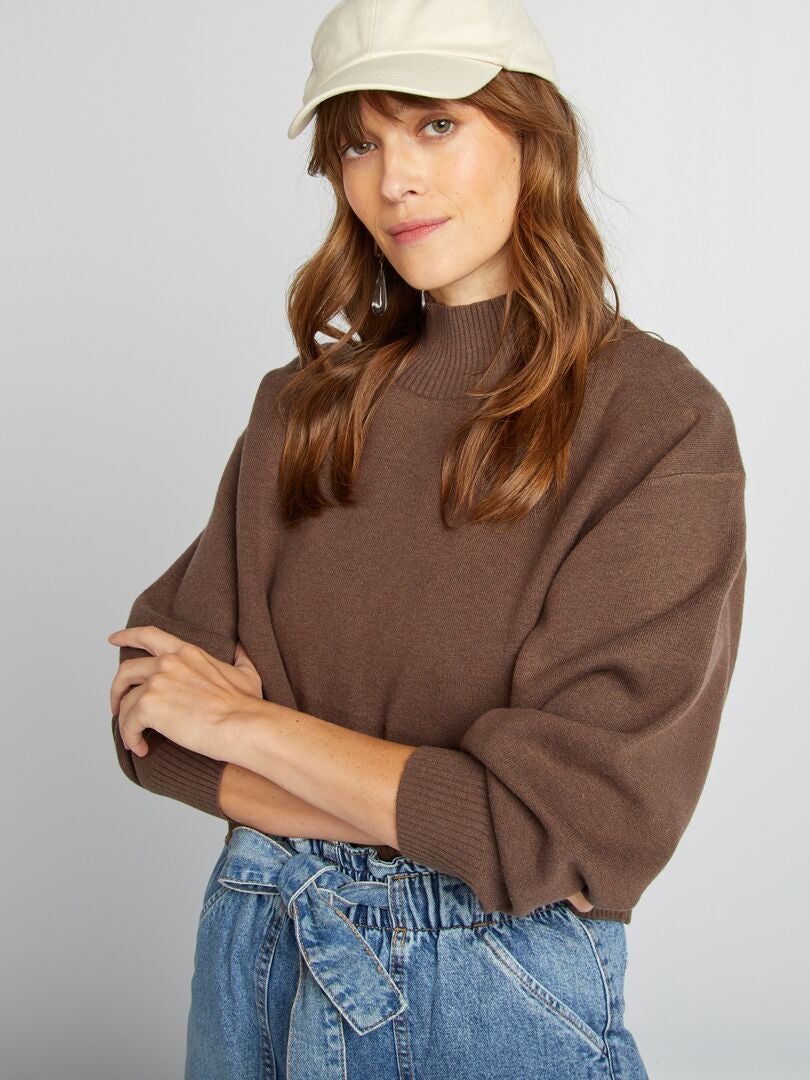 Pull crop top large Marron - Kiabi