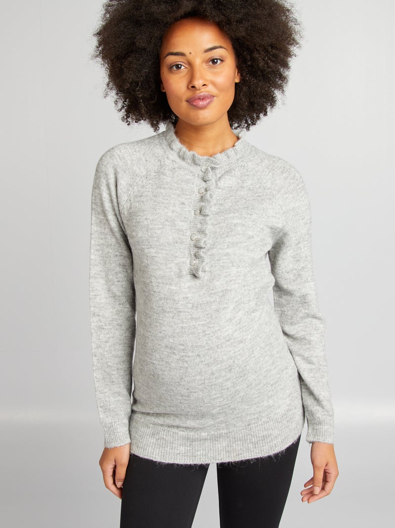 Pull d'allaitement à bords ondulés Gris - Kiabi