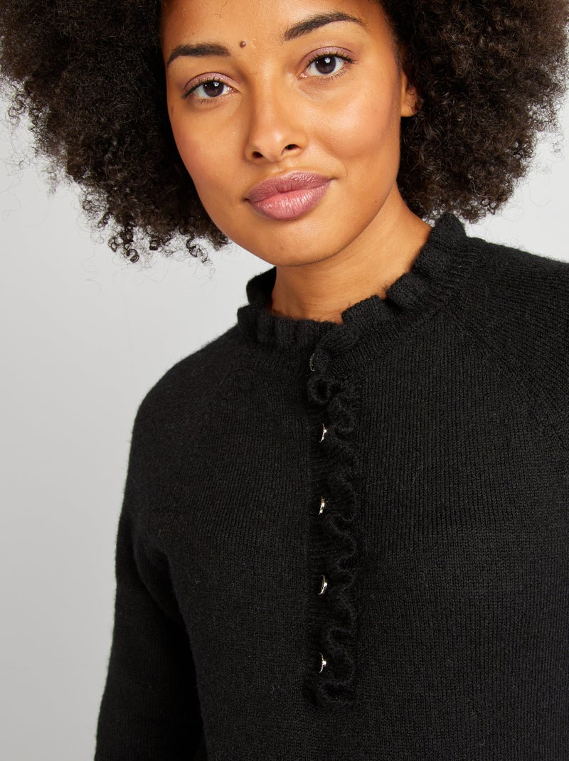 Pull d'allaitement à bords ondulés noir - Kiabi