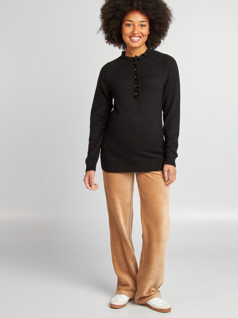 Pull d'allaitement à bords ondulés noir - Kiabi