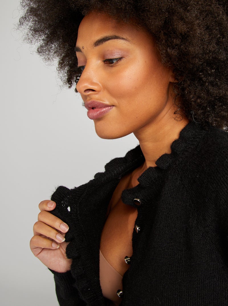 Pull d'allaitement à bords ondulés noir - Kiabi