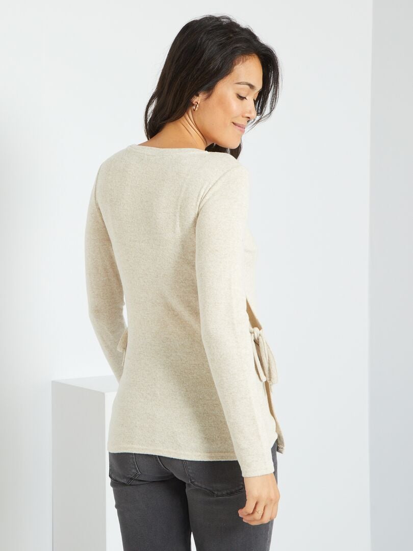 Pull d'allaitement à nouer Beige - Kiabi