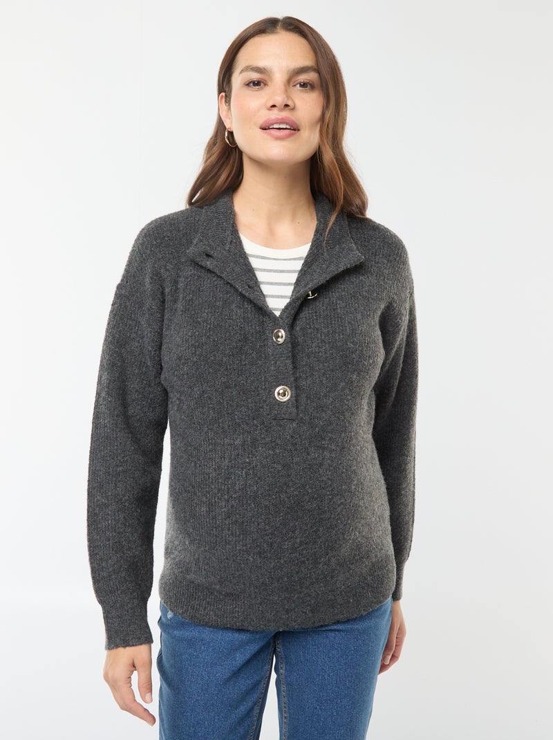 Pull d'allaitement à ouverture boutonnée Gris - Kiabi