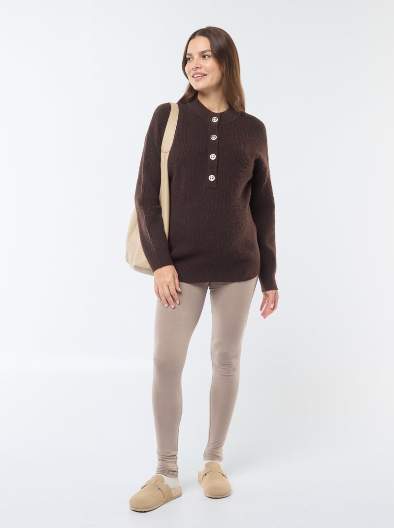 Pull d'allaitement à ouverture boutonnée Marron - Kiabi