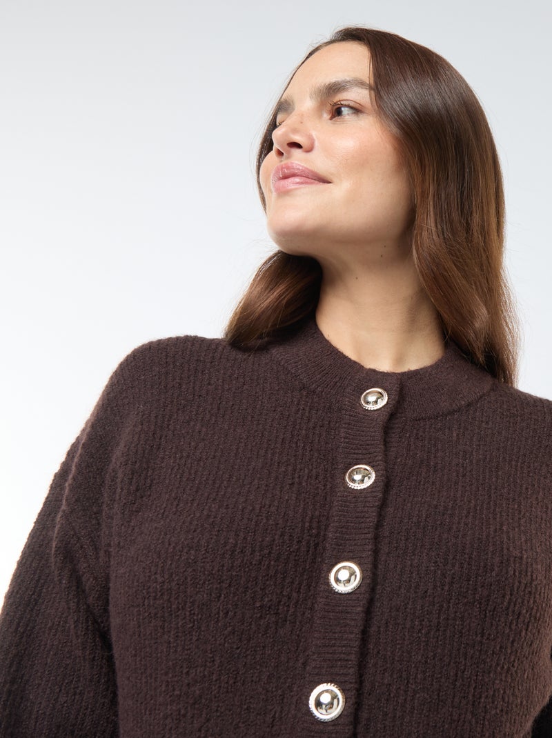 Pull d'allaitement à ouverture boutonnée Marron - Kiabi