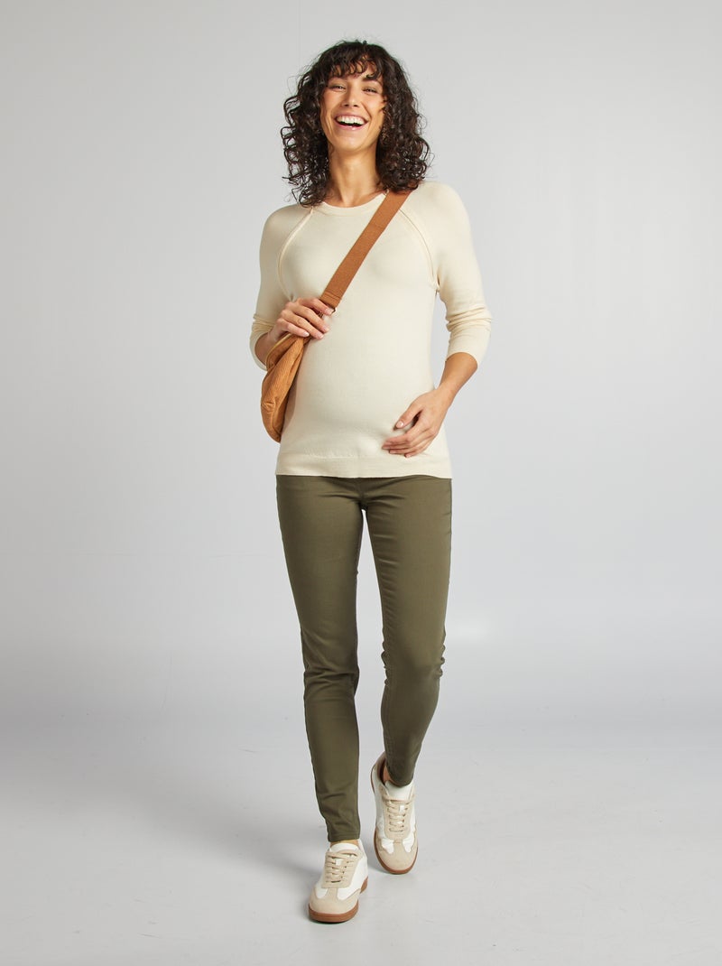 Pull d'allaitement avec ouverture zippée beige - Kiabi