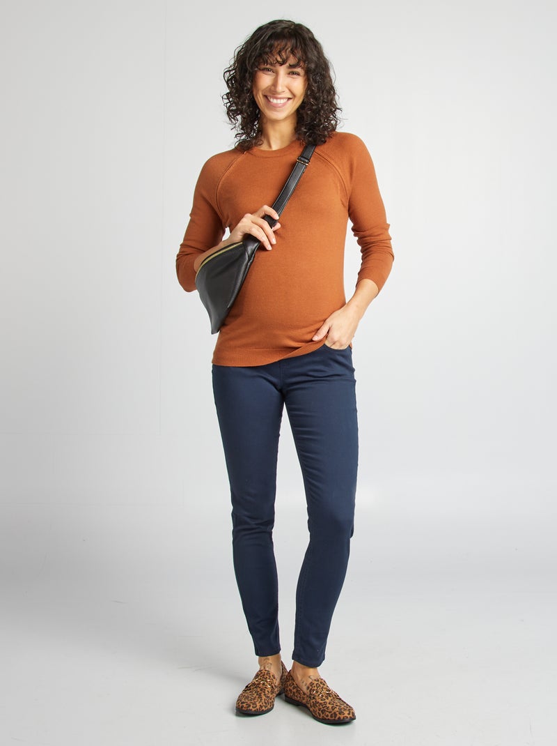 Pull d'allaitement avec ouverture zippée Marron - Kiabi