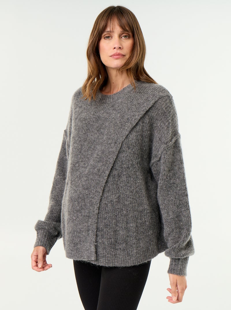 Pull d'allaitement en laine mélangée Gris - Kiabi