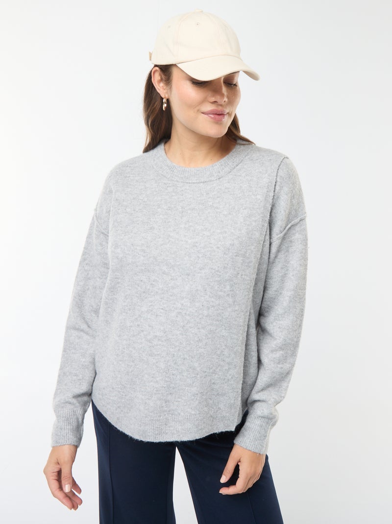 Pull d'allaitement en maille douce Gris - Kiabi