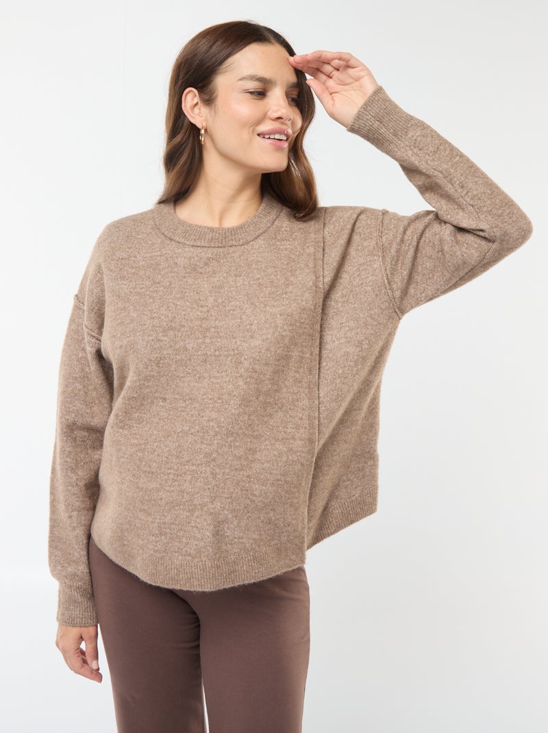 Pull d'allaitement en maille douce Marron - Kiabi