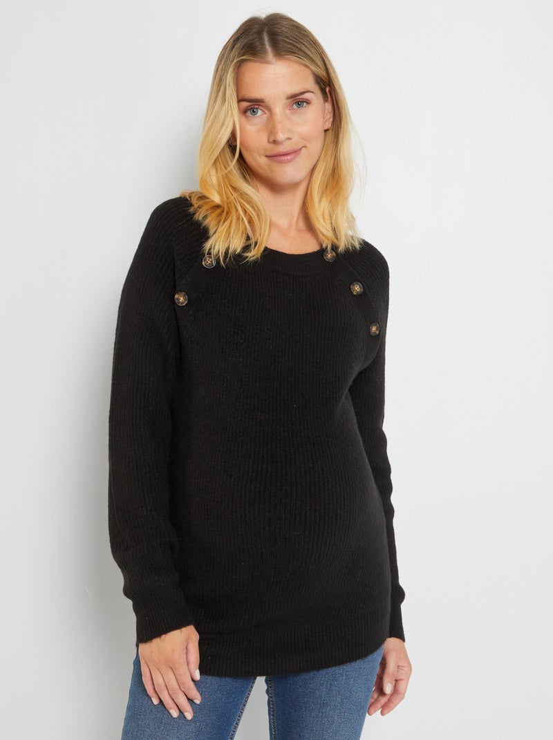 Pull d'allaitement en maille tricot noir - Kiabi