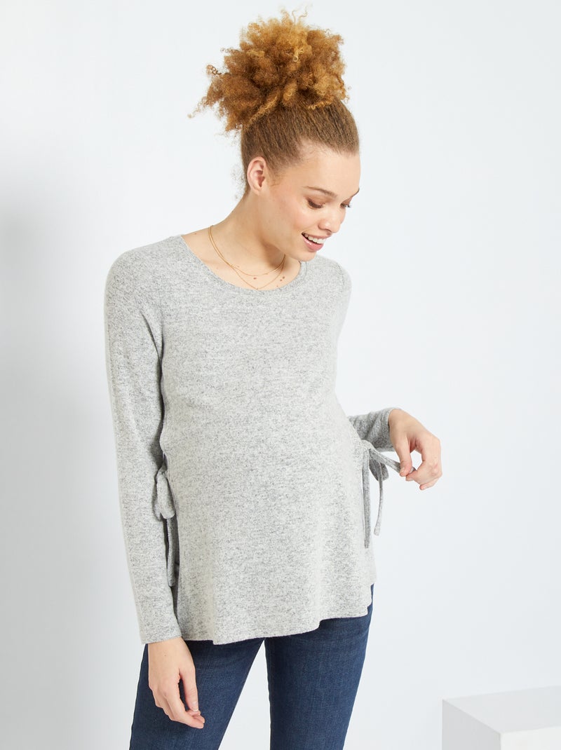 Pull d'allaitement gris - Kiabi