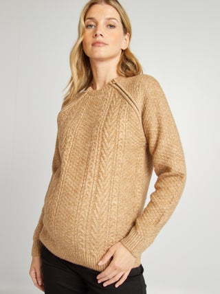 Pull d'allaitement maille torsadée