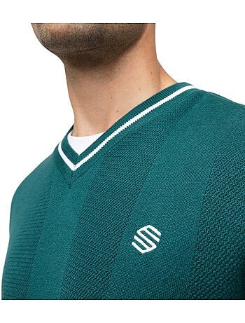 Pull de golf maille col en v homme golf homme hagen teal
