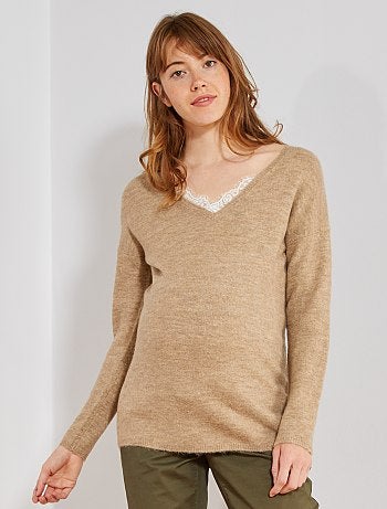 Pull de grossesse avec dentelle - Kiabi