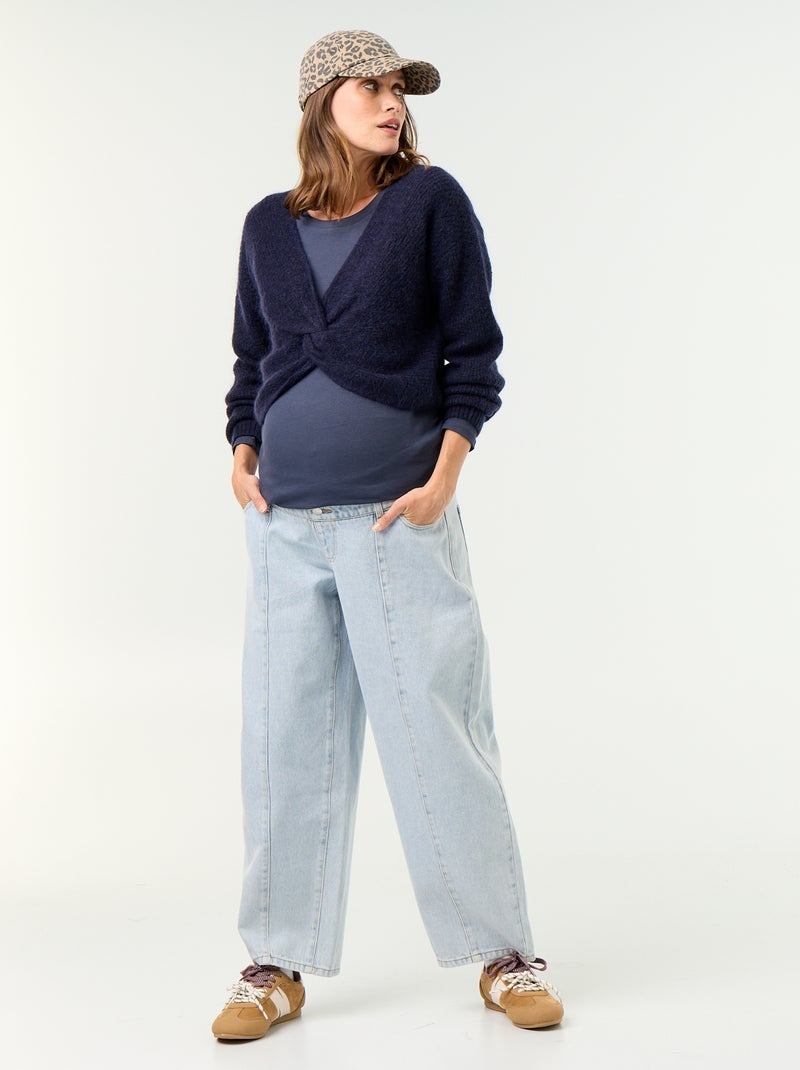 Pull de maternité cropped twisté Bleu - Kiabi
