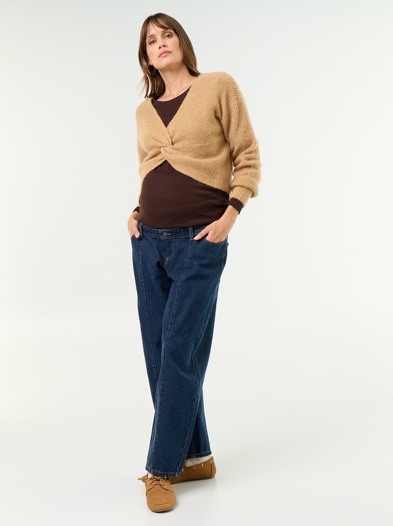 Pull de maternité cropped twisté Taupe - Kiabi