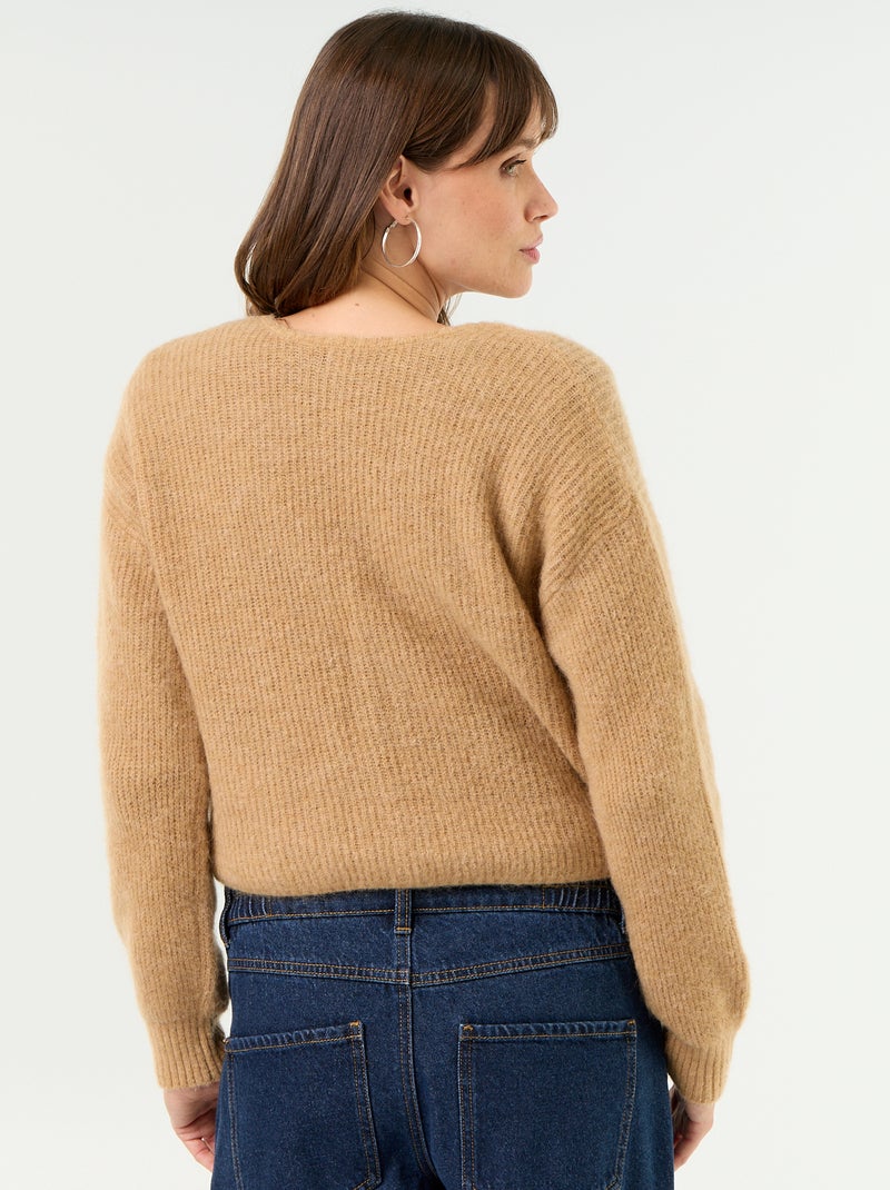 Pull de maternité cropped twisté Taupe - Kiabi