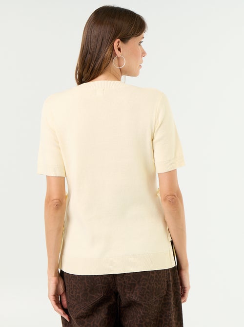 Pull de maternité manches courtes avec fentes lacées - Kiabi