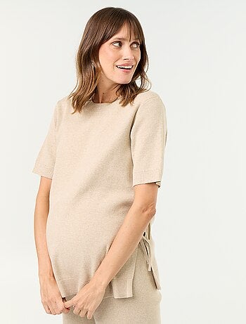 Pull de maternité manches courtes avec fentes lacées