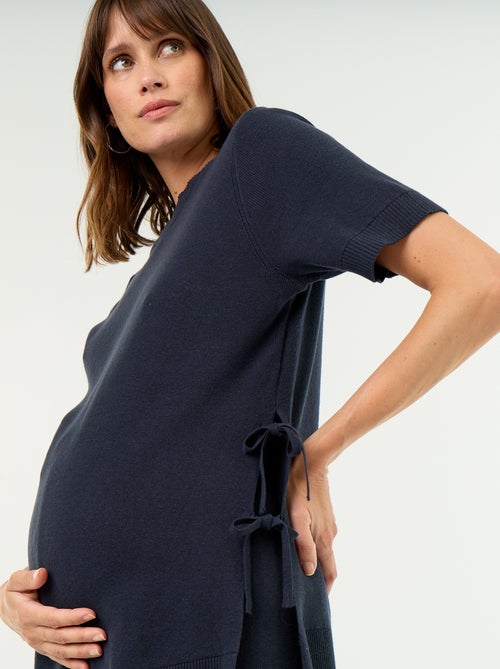 Pull de maternité manches courtes avec fentes lacées - Kiabi