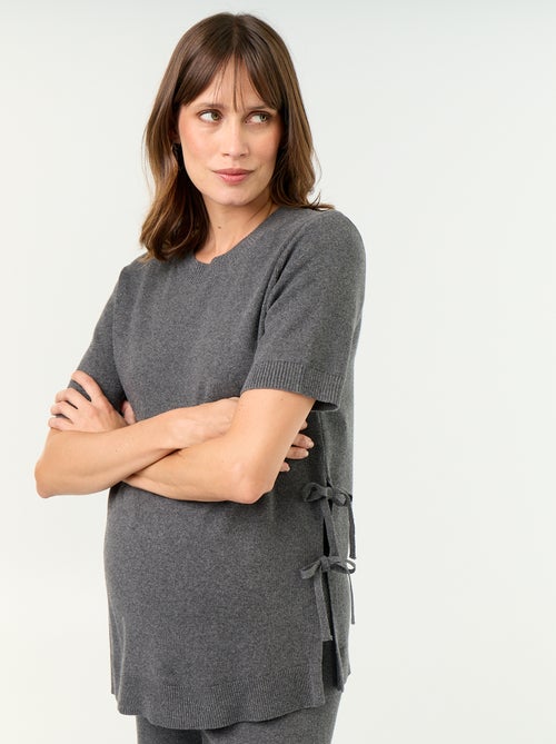 Pull de maternité manches courtes avec fentes lacées - Kiabi