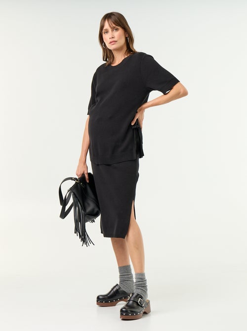 Pull de maternité manches courtes avec fentes lacées - Kiabi