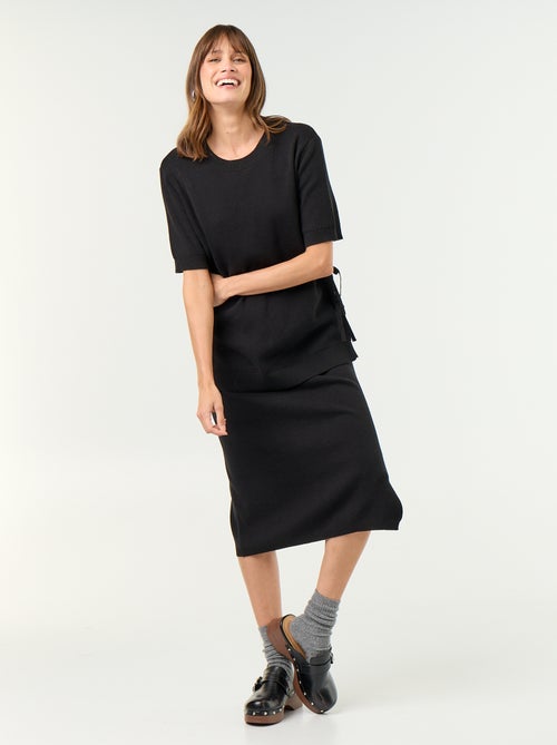 Pull de maternité manches courtes avec fentes lacées - Kiabi