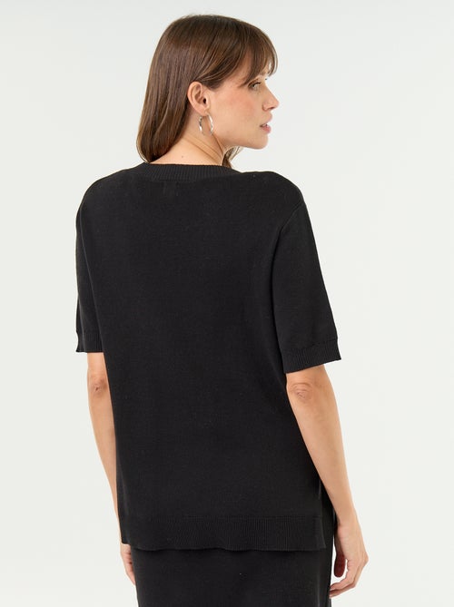 Pull de maternité manches courtes avec fentes lacées - Kiabi