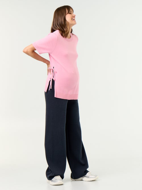 Pull de maternité manches courtes avec fentes lacées - Kiabi