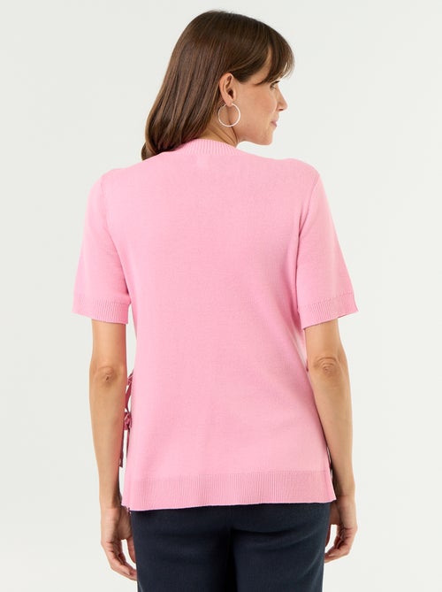 Pull de maternité manches courtes avec fentes lacées - Kiabi