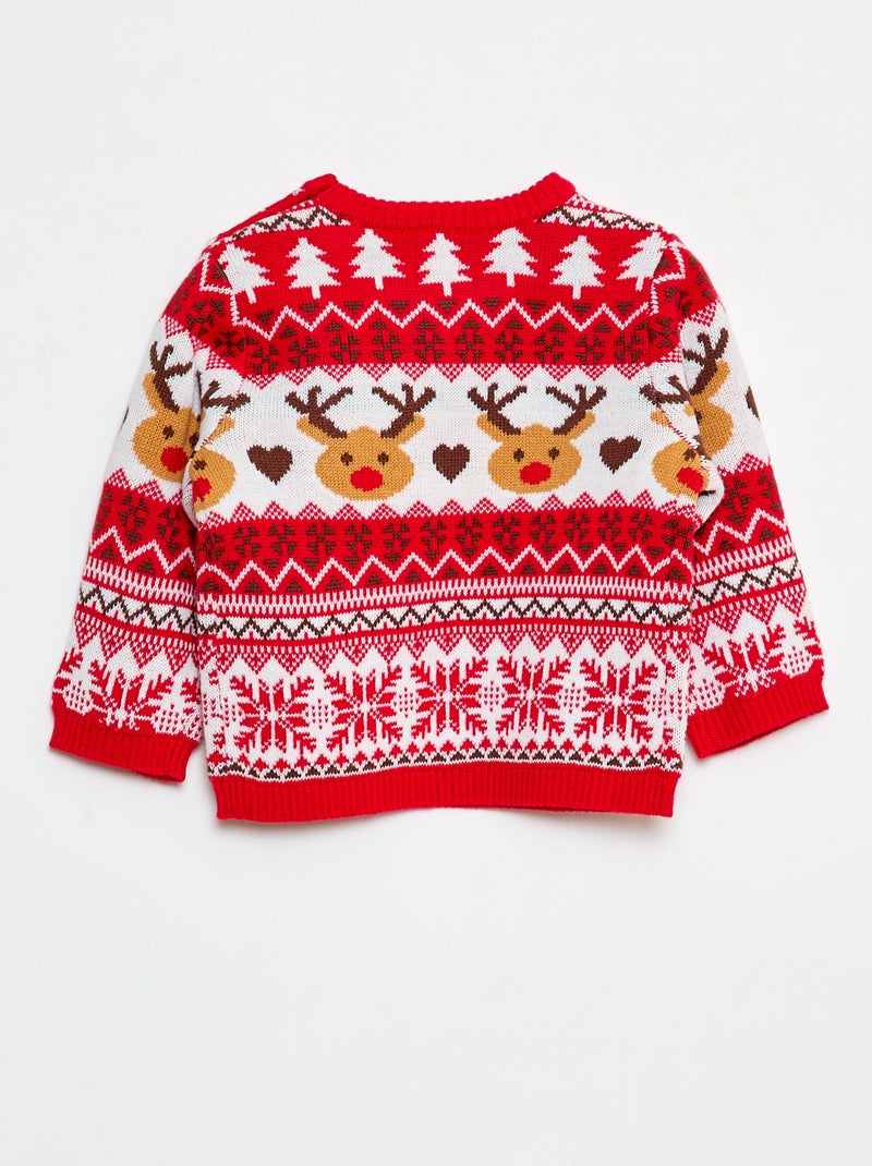 Pull de Noël à col rond Rouge - Kiabi