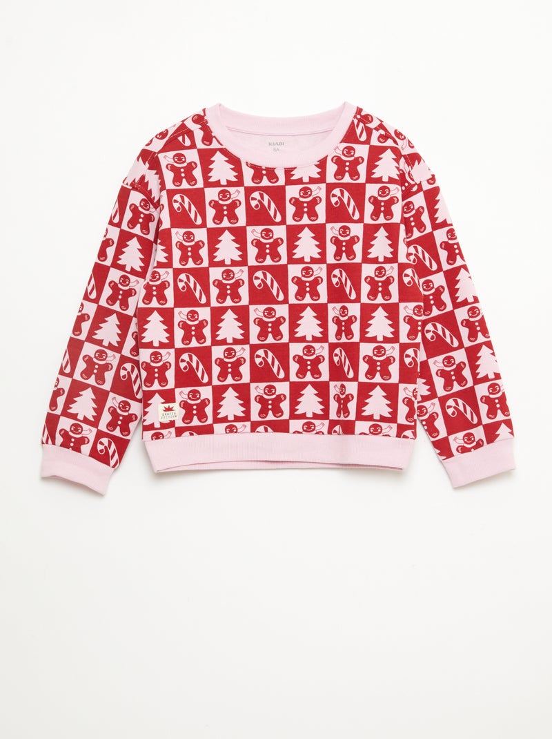 Pull de Noël à motif all-over en coton Rose - Kiabi