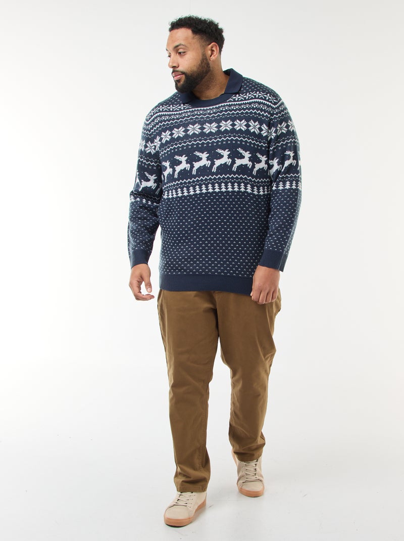 Pull de Noël à motif Bleu - Kiabi