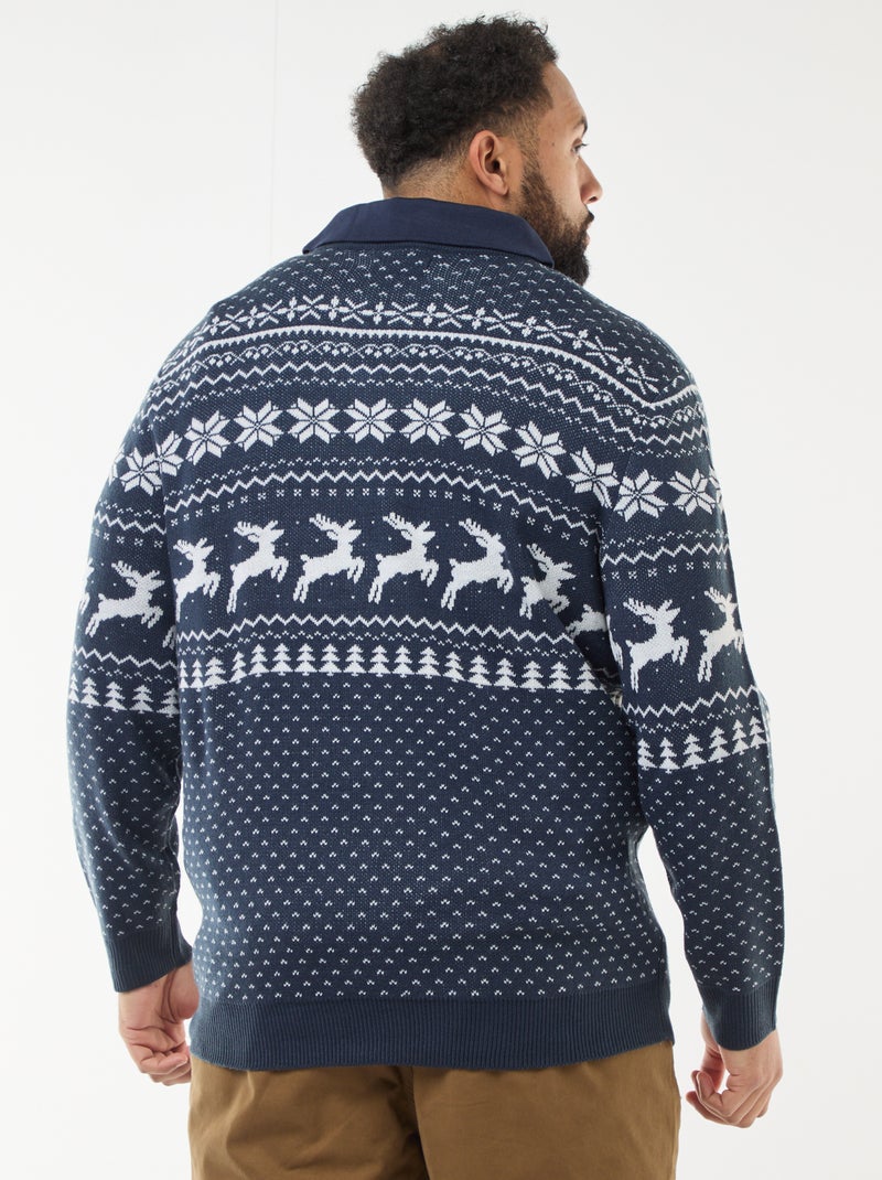 Pull de Noël à motif Bleu - Kiabi