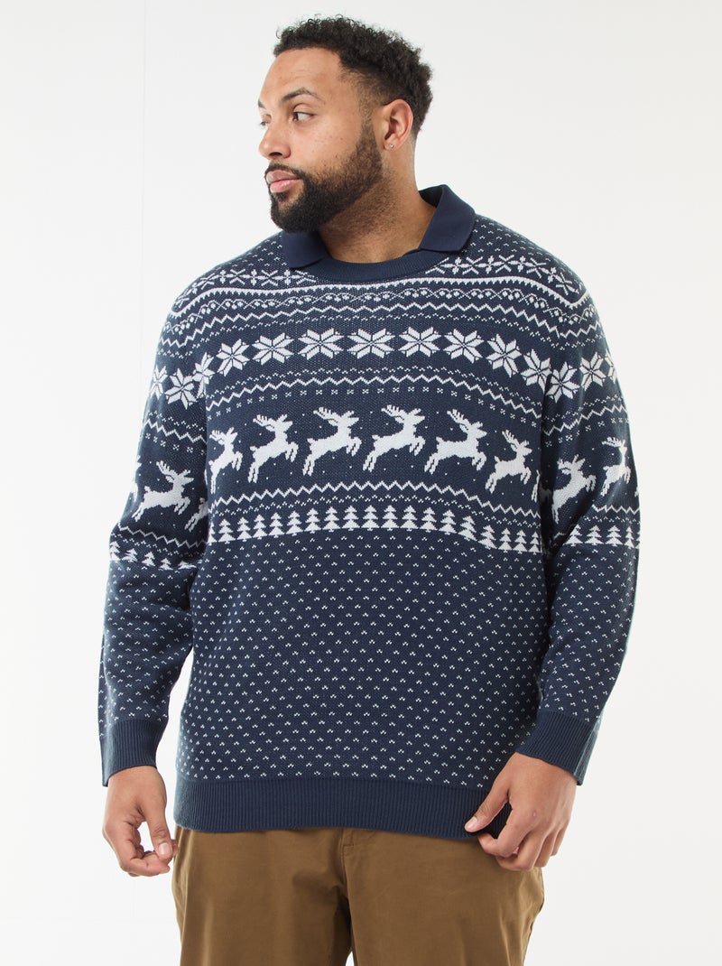 Pull de Noël à motif Bleu - Kiabi