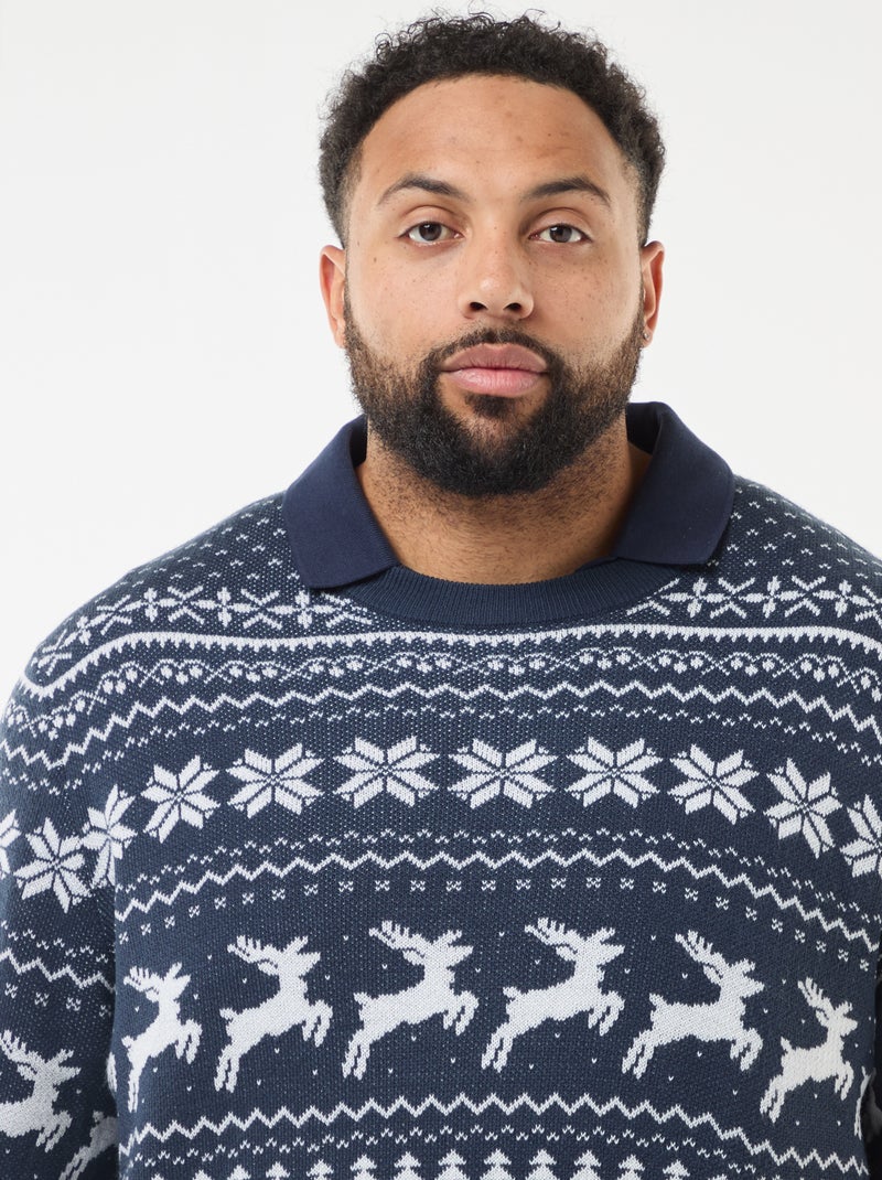 Pull de Noël à motif Bleu - Kiabi