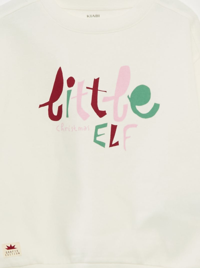 Pull de Noël à motif imprimé en coton Blanc - Kiabi