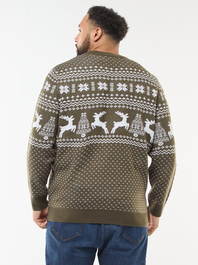 Pull de Noël à motif Kaki - Kiabi