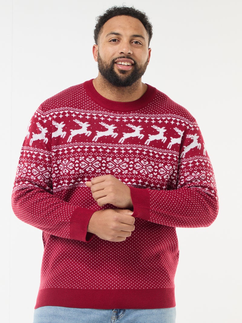 Pull de Noël à motif Rouge - Kiabi