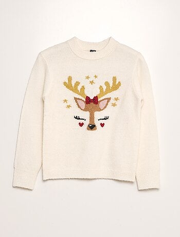 Pull Fille Jitter Bug - Thème Noël/vacances, Boutons étoiles - Taille M (Med), Occasion Très Bon état