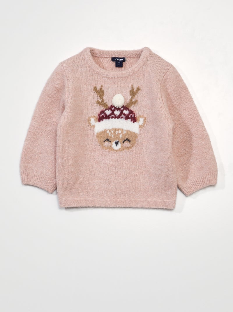 Pull de Noël avec biche Rose - Kiabi