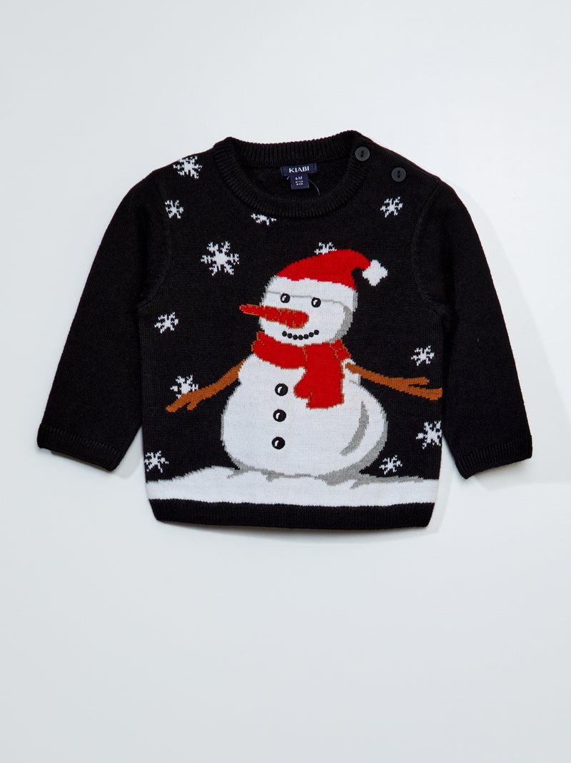 Pull de Noël avec bonhomme de neige Bleu - Kiabi