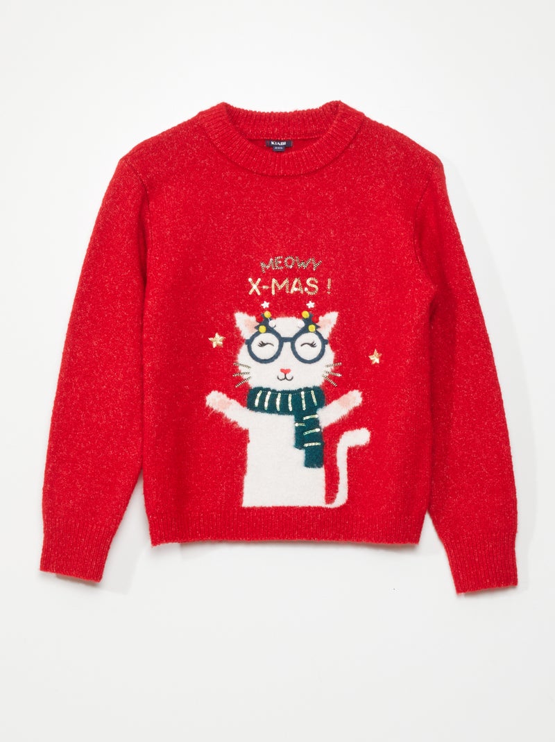 Pull de Noël avec bonhomme de neige Rouge - Kiabi
