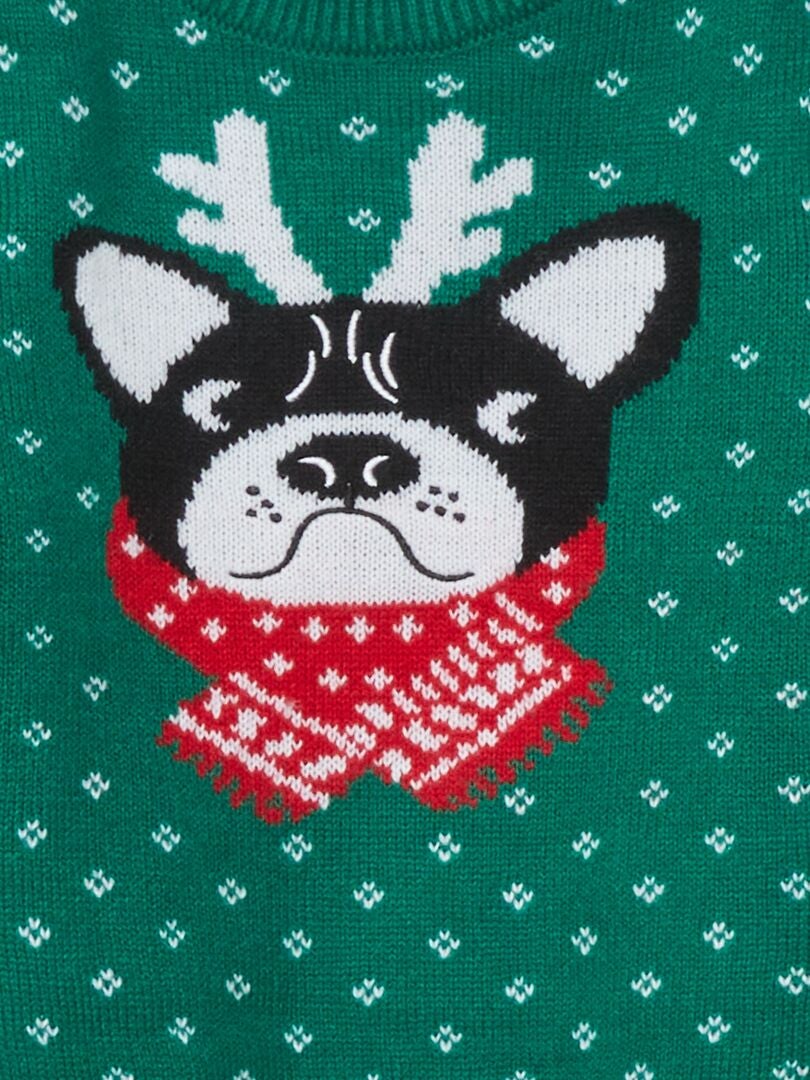 Pull de Noêl avec bouledogue Vert Kiabi 10.00€