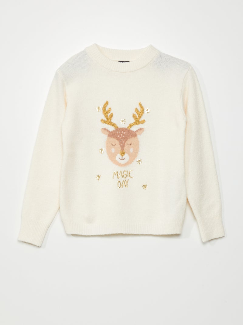 Pull de Noël avec cerf Blanc - Kiabi